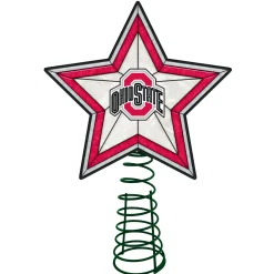 The Memory Company Stars-10" Lighted Red And Gray Star Ncaa Ohio State Buckeyes Christmas Tree Topper