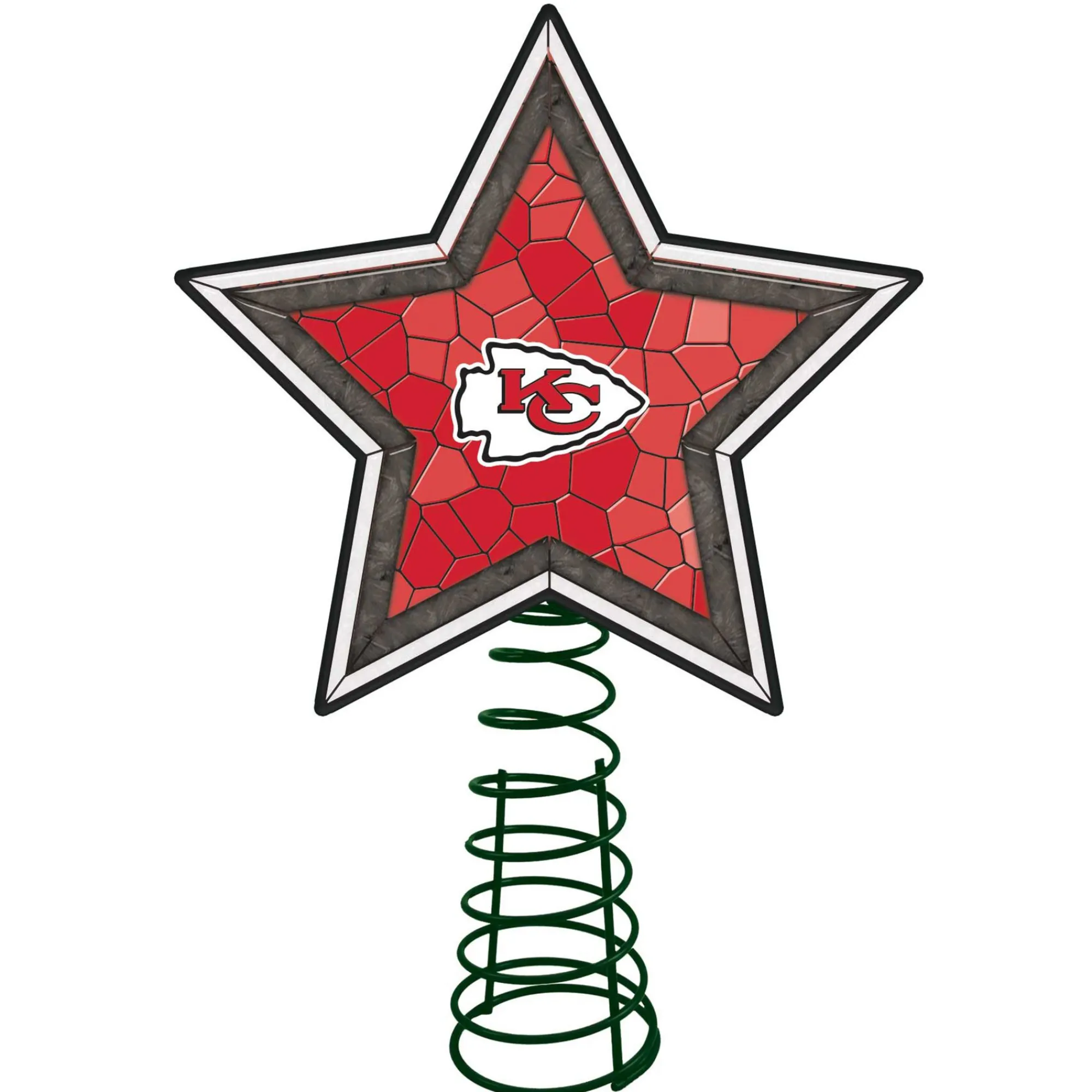 The Memory Company Stars-10" Lighted Red And Gray Star Nfl Kansas City Chiefs Mosaic Christmas Tree Topper
