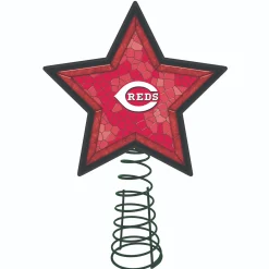 The Memory Company Stars-10" Lighted Red And Pink Star Mlb Cincinnati Reds Mosaic Christmas Tree Topper