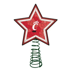 The Memory Company Stars-10" Lighted Red And White Star Ncaa Cincinnati Bearcats Mosaic Christmas Tree Topper