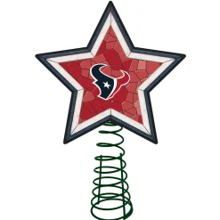 The Memory Company Stars-10" Lighted Red And White Star Nfl Houston Texans Mosaic Christmas Tree Topper