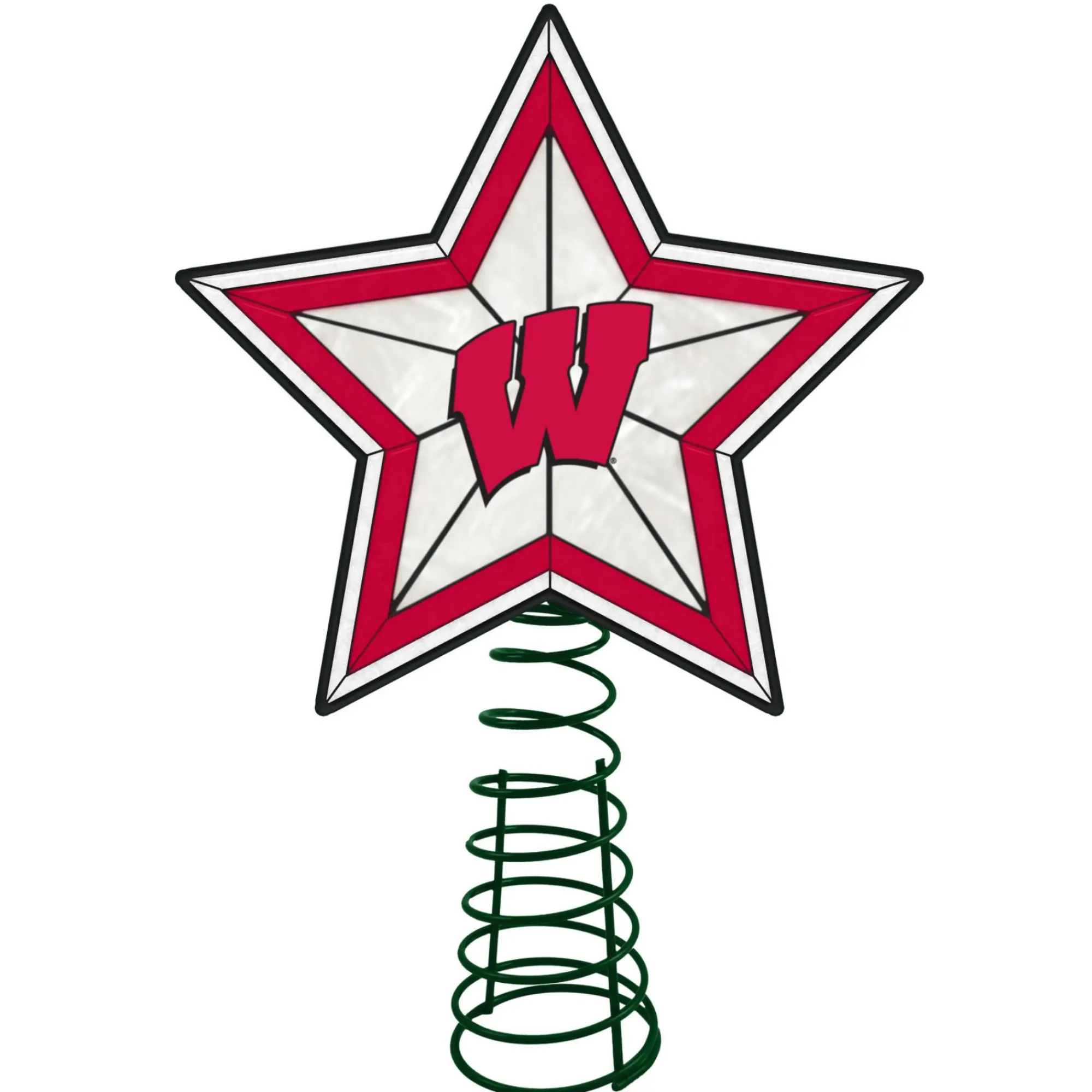 The Memory Company Stars-10" Lighted Red And White Star Ncaa Wisconsin Badgers Christmas Tree Topper