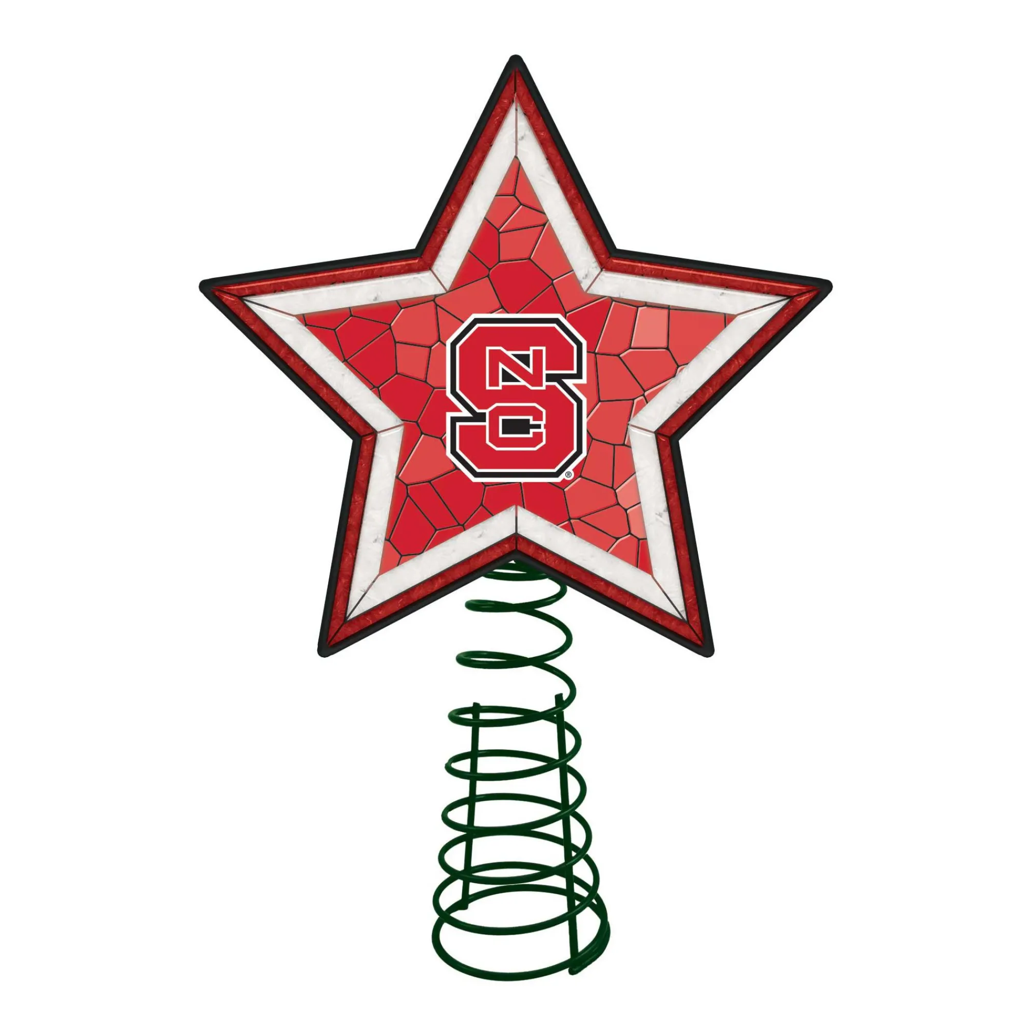 The Memory Company Stars-10" Lighted Red And White Star Ncaa Nc State Wolfpack Christmas Tree Topper