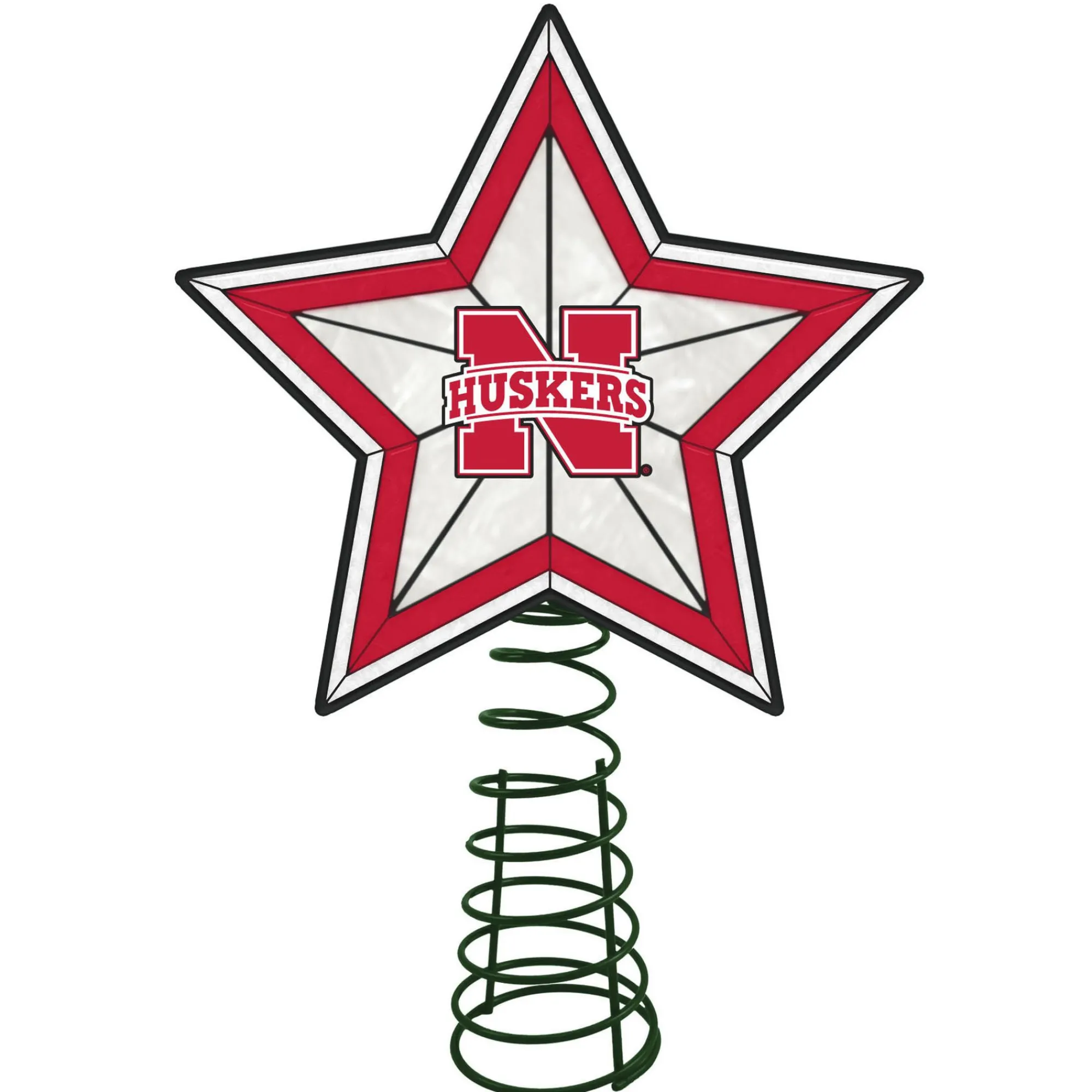 The Memory Company Stars-10" Lighted Red And White Star Ncaa Nebraska Cornhuskers Christmas Tree Topper