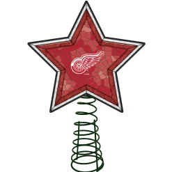 The Memory Company Stars-10" Lighted Red And White Star Nhl Detroit Red Wings Mosaic Christmas Tree Topper