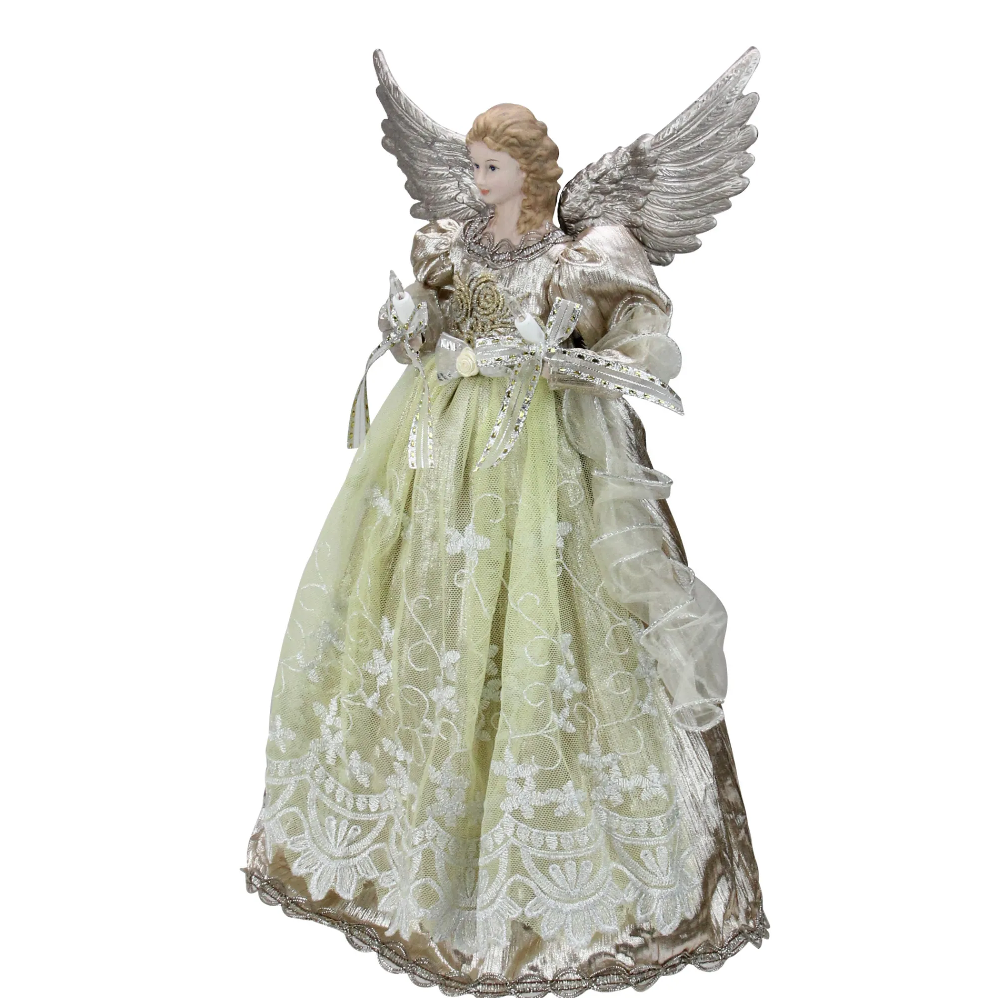 Kurt Adler Angels-16" Lighted Rose Gold Angel Christmas Tree Topper - Clear Lights