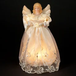KSA Angels-10" Lighted Seasons Of Elegnace Angel Christmas Tree Topper - Clear Lights