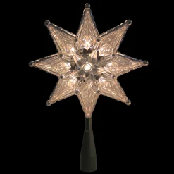 Northlight Stars-8" Lighted Silver And Clear Mosaic Star Christmas Tree Topper - Clear Lights