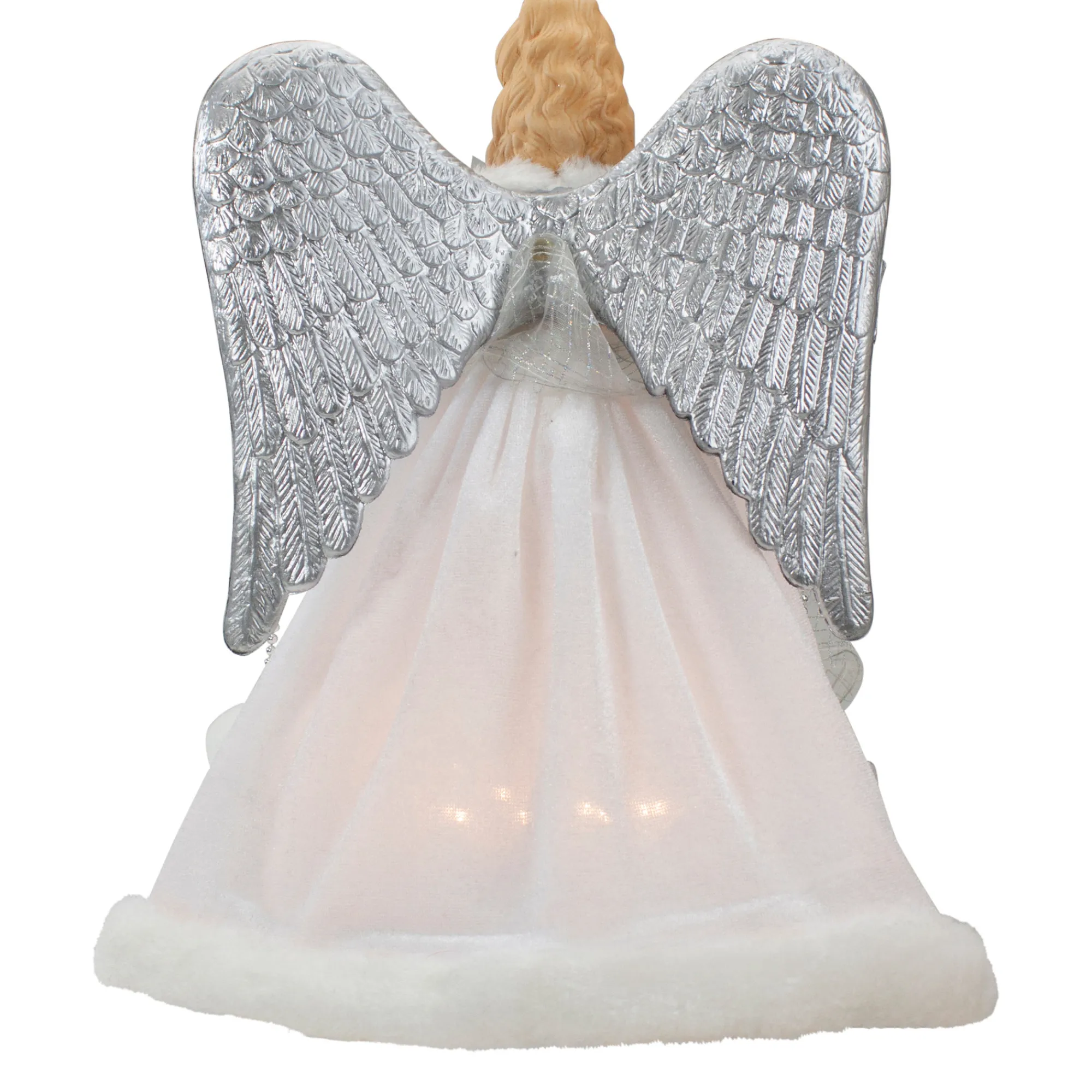 Northlight Angels-12" Lighted Silver And White Angel With Wings Christmas Tree Topper - Clear Lights