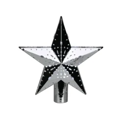 Mr. Christmas Stars-11.5" Lighted Silver Kaleidoscope Star Christmas Tree Topper - Cool White Lights