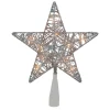 Northlight Stars-9.5" Lighted Silver Star Christmas Tree Topper - Clear Lights