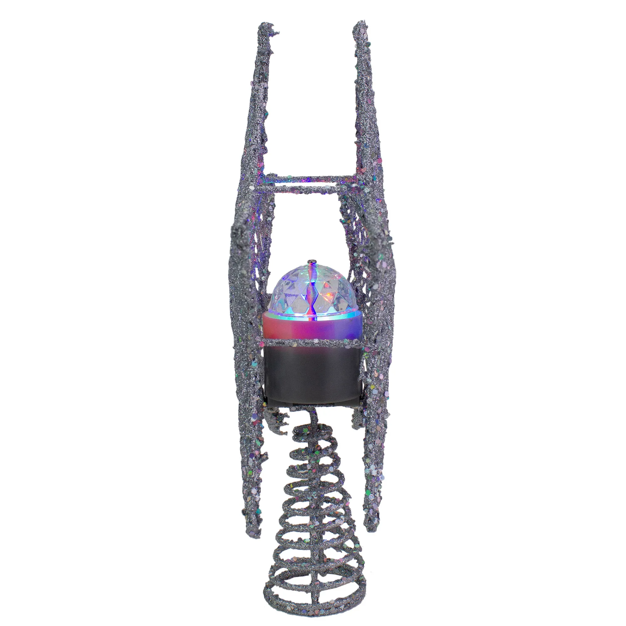 Northlight Stars-13" Lighted Silver Star With Rotating Projector Christmas Tree Topper - Multicolor Led Lights