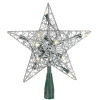 Northlight Stars-9" Lighted Silver Wire Star Christmas Tree Topper - White Led Lights