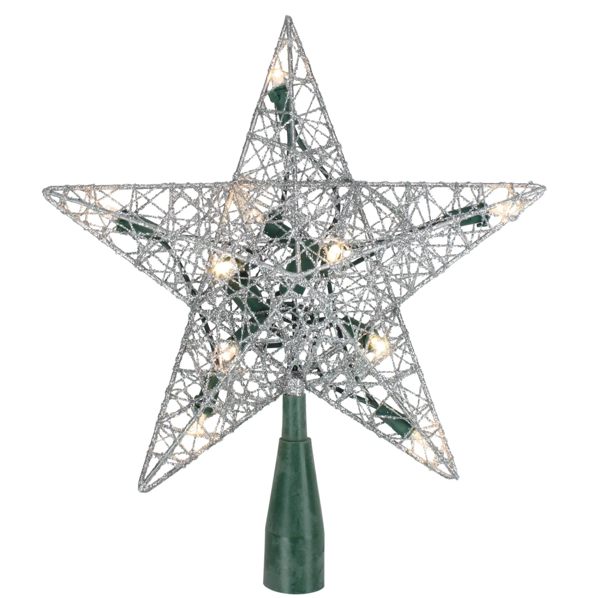 Northlight Stars-9" Lighted Silver Wire Star Christmas Tree Topper - White Led Lights