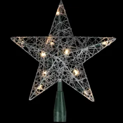 Northlight Stars-9" Lighted Silver Wire Star Christmas Tree Topper - White Led Lights