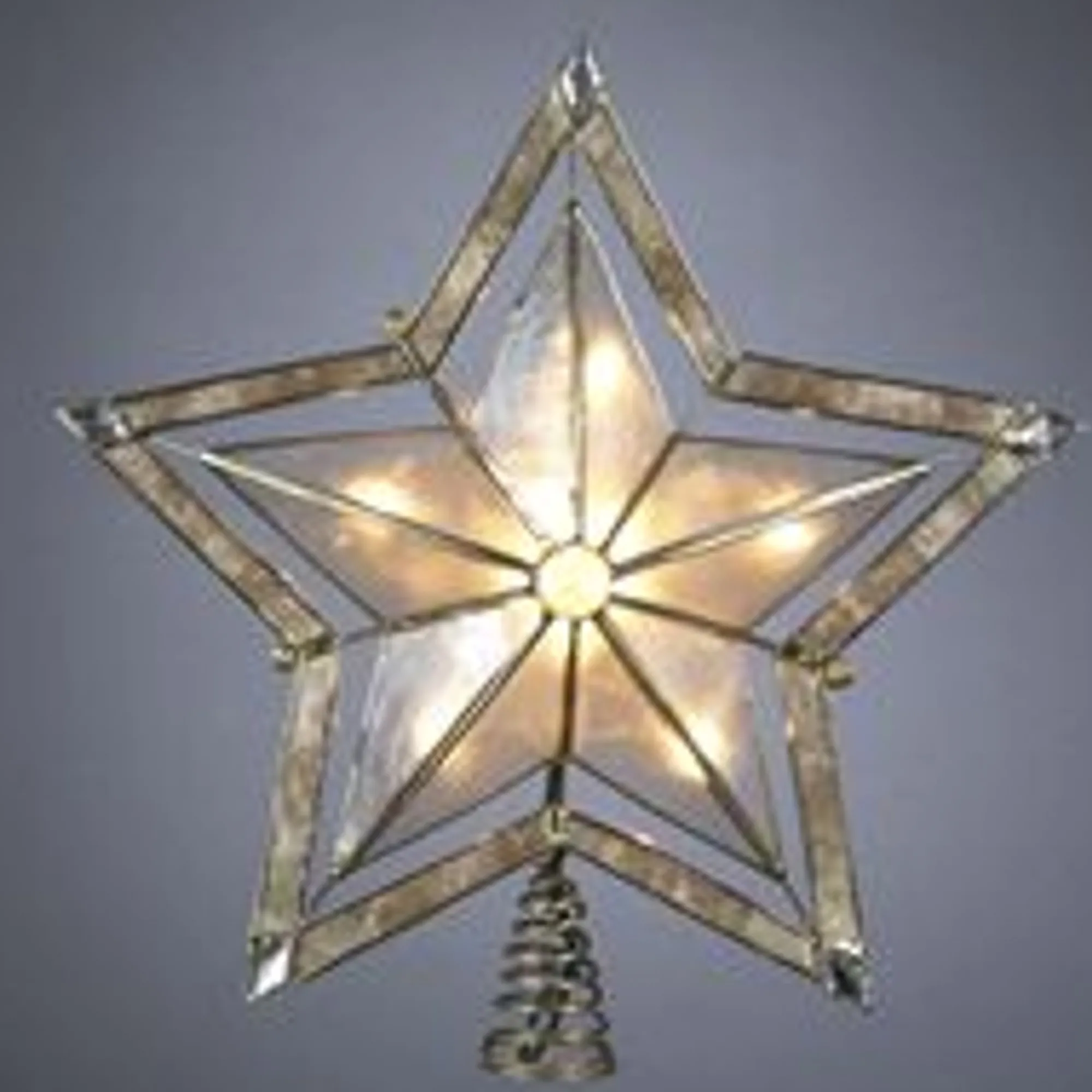 KSA Stars-10" Lighted Smoky Capiz Shell Star Christmas Tree Topper - Clear Lights