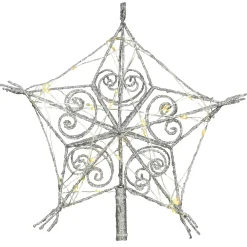 Christmas Central Stars-10.5" Lighted Snowflake With Swirl Design Christmas Tree Topper, Dual Color Lights