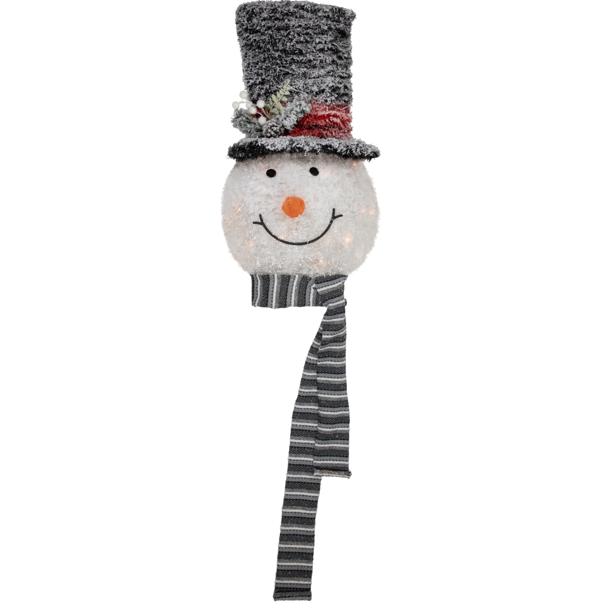 Northlight Stars-25" Lighted Snowman With Black Frosted Top Hat Christmas Tree Topper
