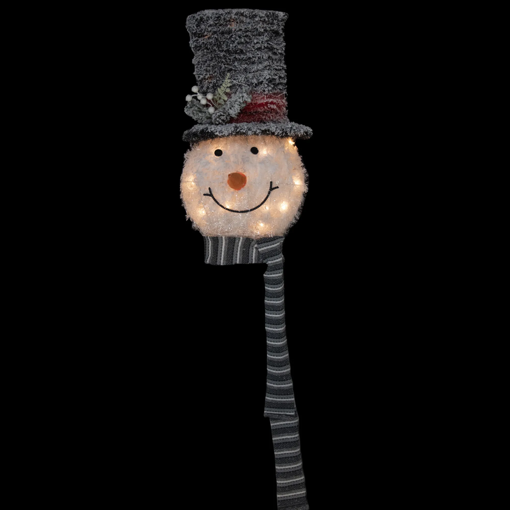 Northlight Stars-25" Lighted Snowman With Black Frosted Top Hat Christmas Tree Topper