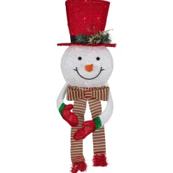 Northlight Stars-21.5" Lighted Snowman With Red Top Hat Christmas Tree Topper