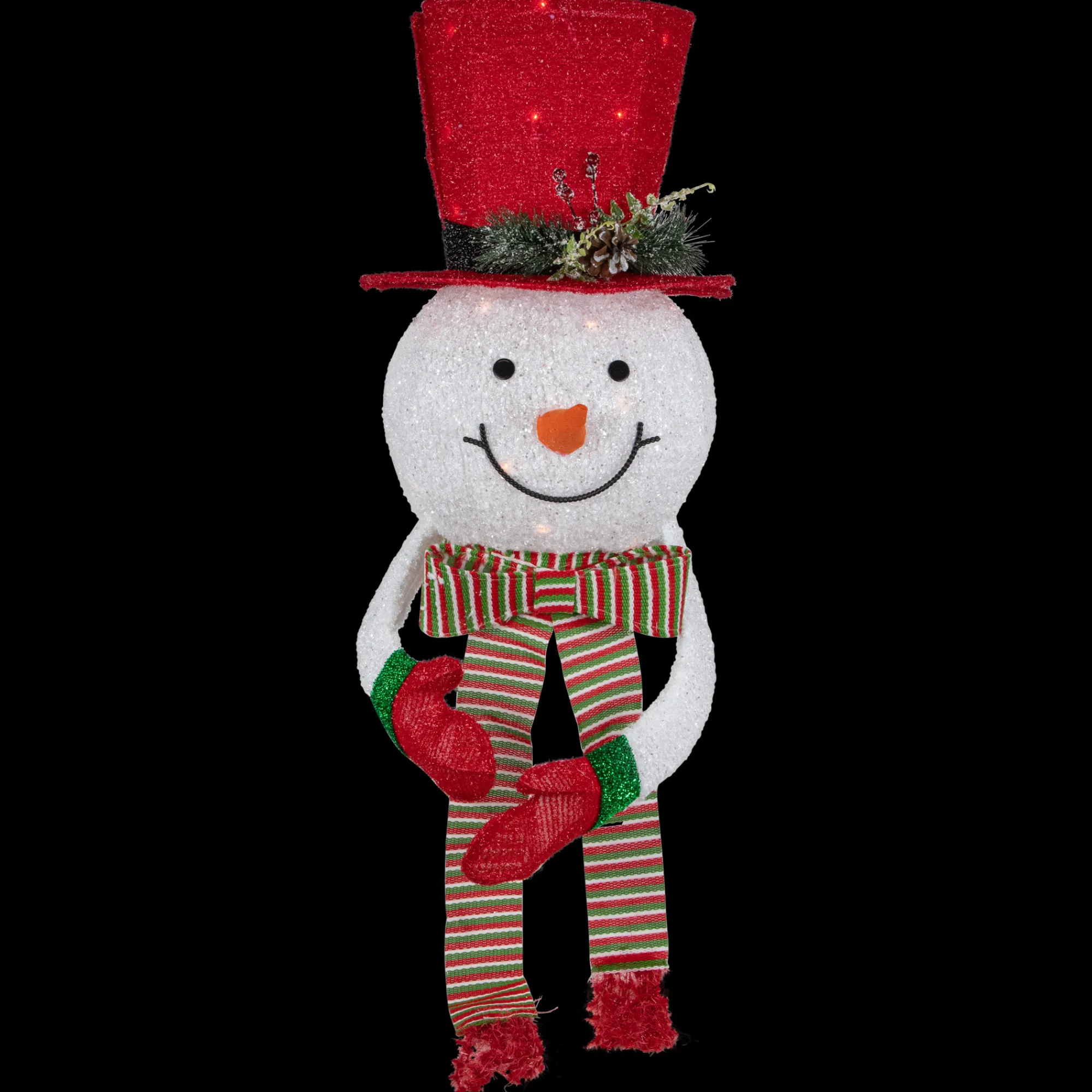 Northlight Stars-21.5" Lighted Snowman With Red Top Hat Christmas Tree Topper