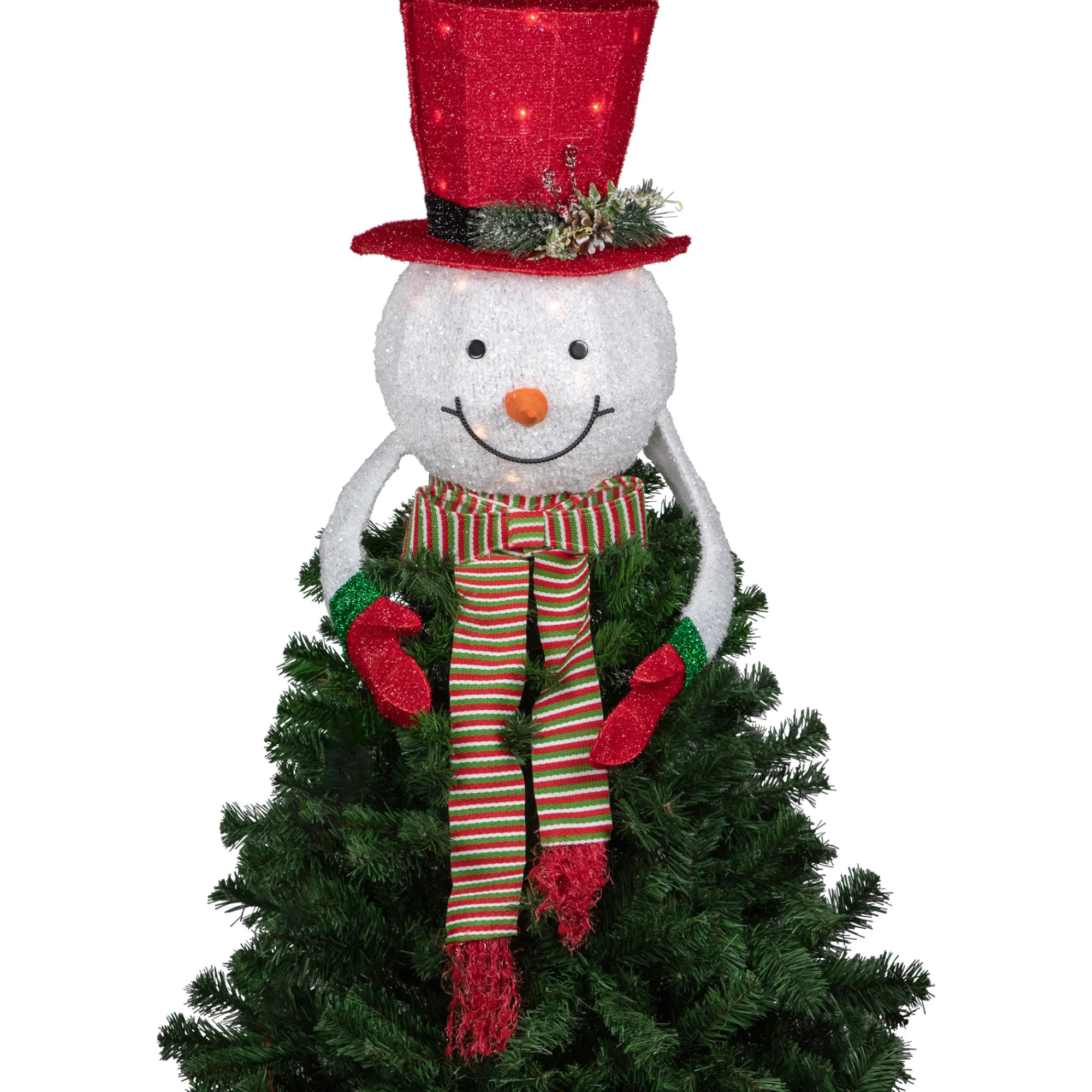 Northlight Stars-21.5" Lighted Snowman With Red Top Hat Christmas Tree Topper