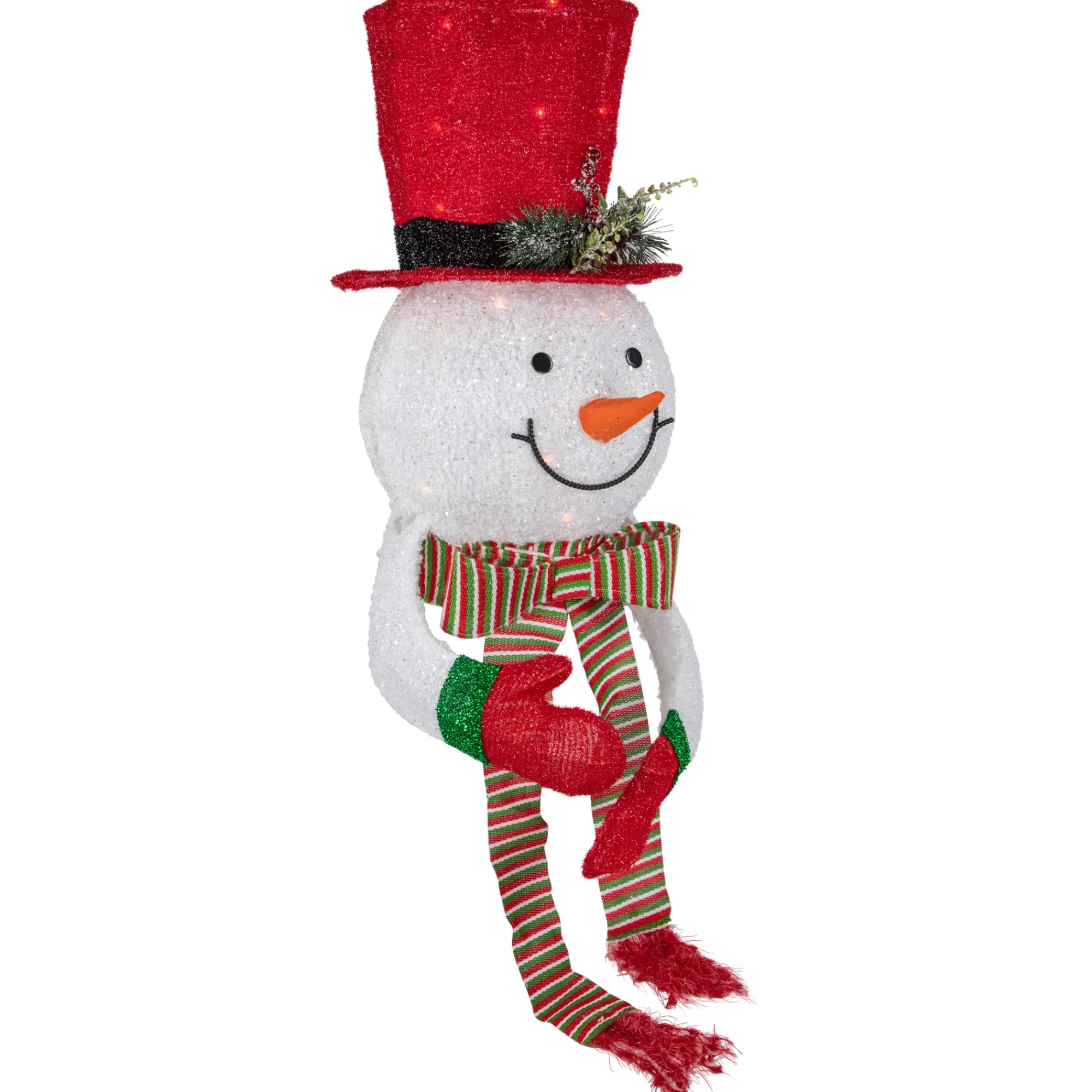 Northlight Stars-21.5" Lighted Snowman With Red Top Hat Christmas Tree Topper
