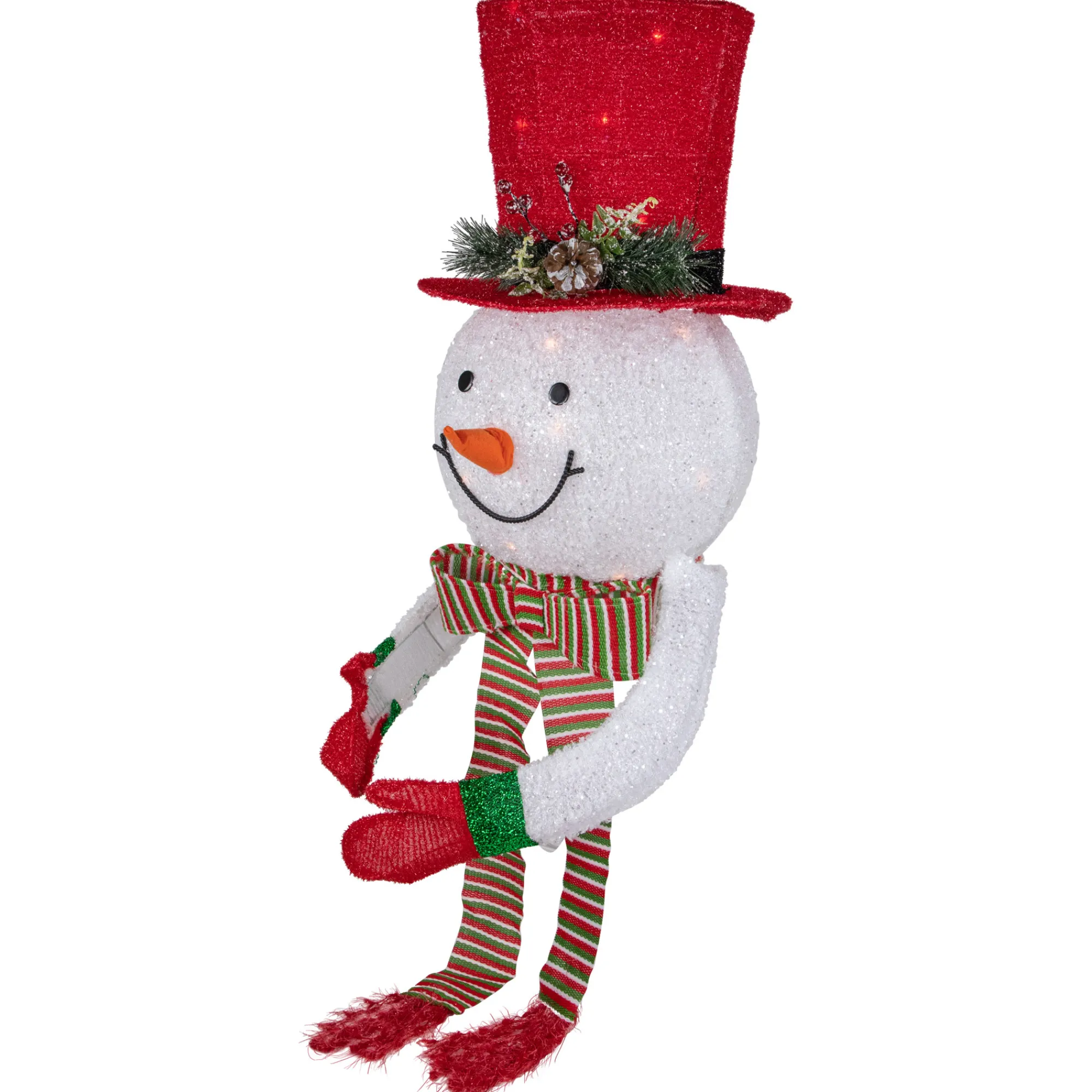 Northlight Stars-21.5" Lighted Snowman With Red Top Hat Christmas Tree Topper