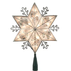 CC Christmas Decor Stars-10" Lighted Star With Snowflake Design Christmas Tree Topper - Clear Lights
