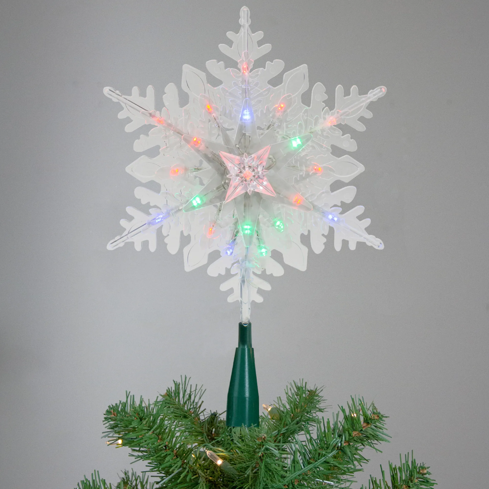 Kurt Adler Stars-15" Lighted Three Dimensional Star Christmas Tree Topper - Multi Colored Lights