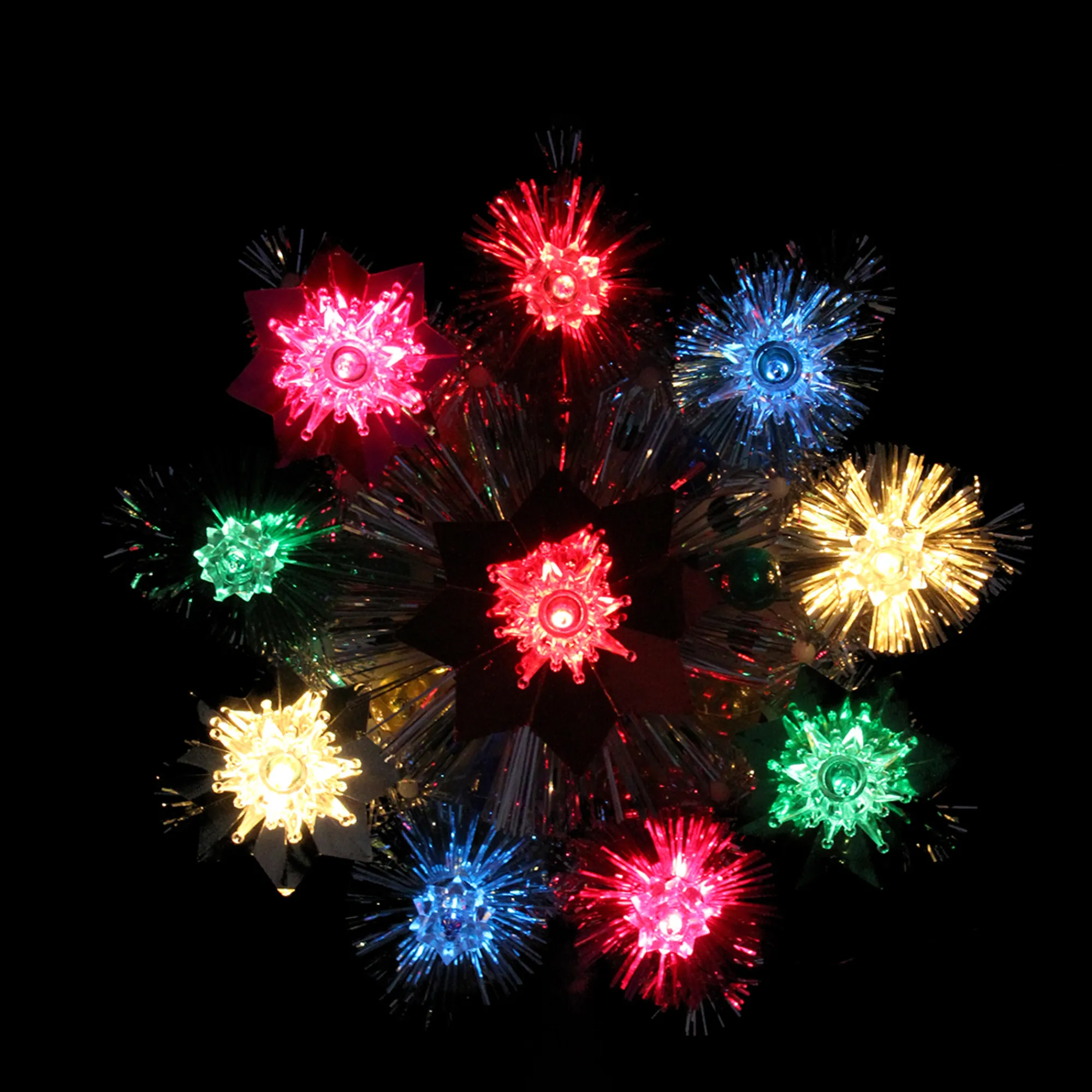 Northlight Stars-8.5" Lighted Tinsel Starburst Star Christmas Tree Topper - Multi-Color Lights