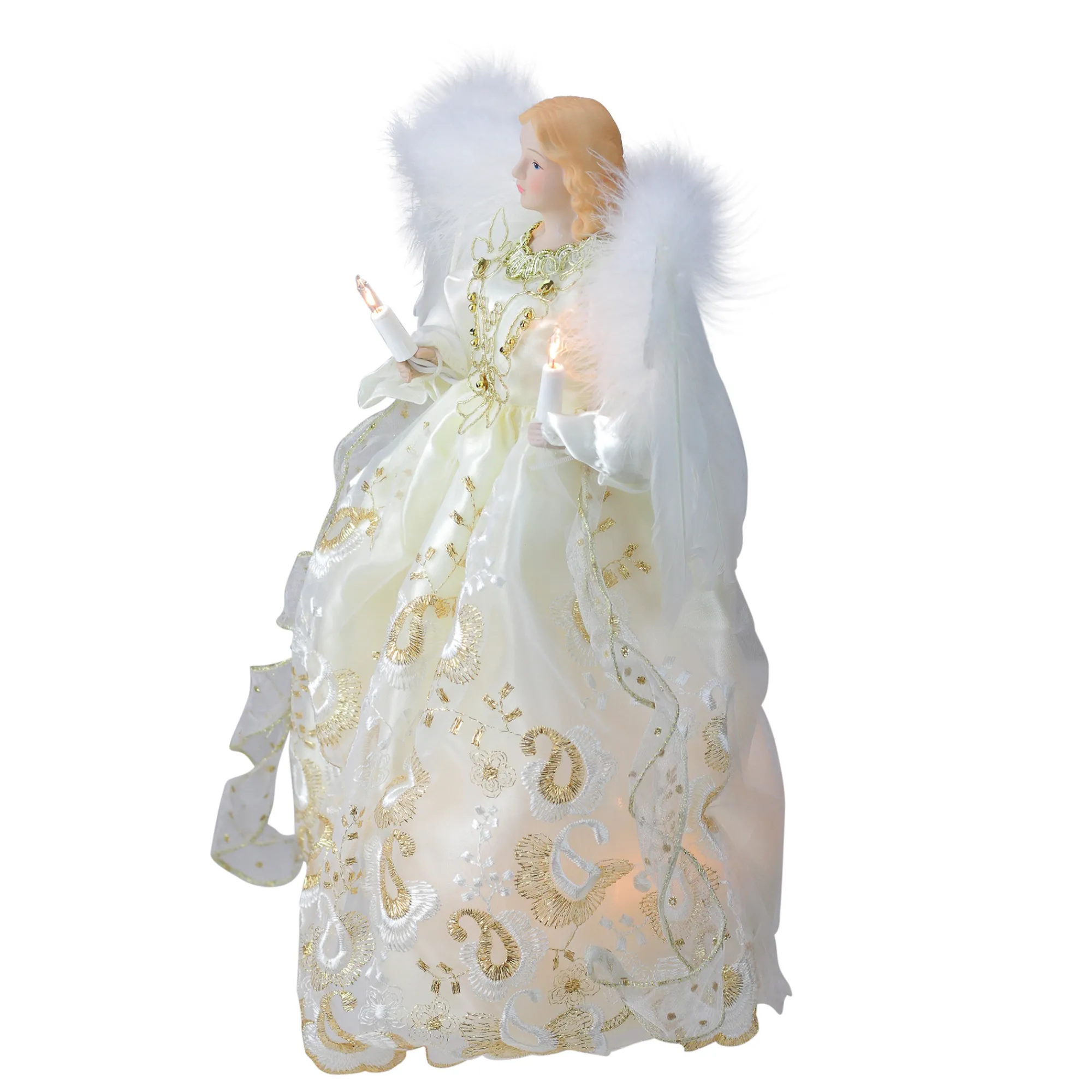 Kurt Adler Angels-14" Lighted Victorian Inspired Paisley Angel Christmas Tree Topper - Clear Lights