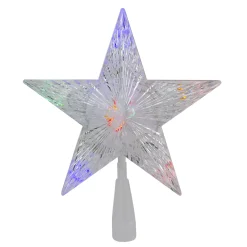 Northlight Stars-10" Lighted White 5 Point Star Christmas Tree Topper - Multicolor Led Lights