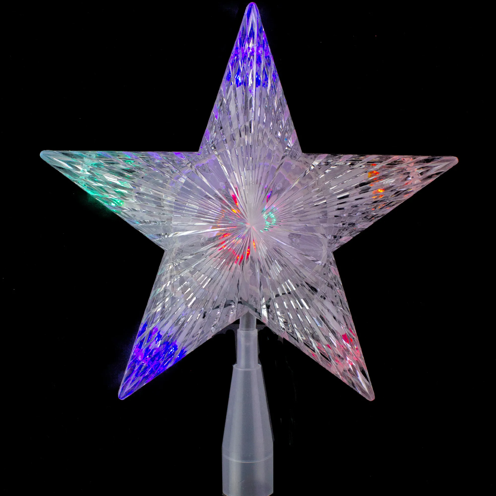 Northlight Stars-10" Lighted White 5 Point Star Christmas Tree Topper - Multicolor Led Lights