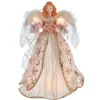 KSA Stars-18" Lighted White And Beige Boho Chic Angel Christmas Tree Topper, Clear Lights