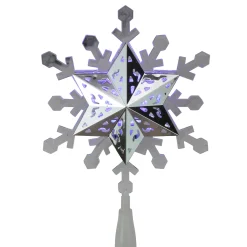 Kurt Adler Snowflake-9.25'' Lighted White And Blue Rotating Snowflake Christmas Tree Topper - Clear Led Lights