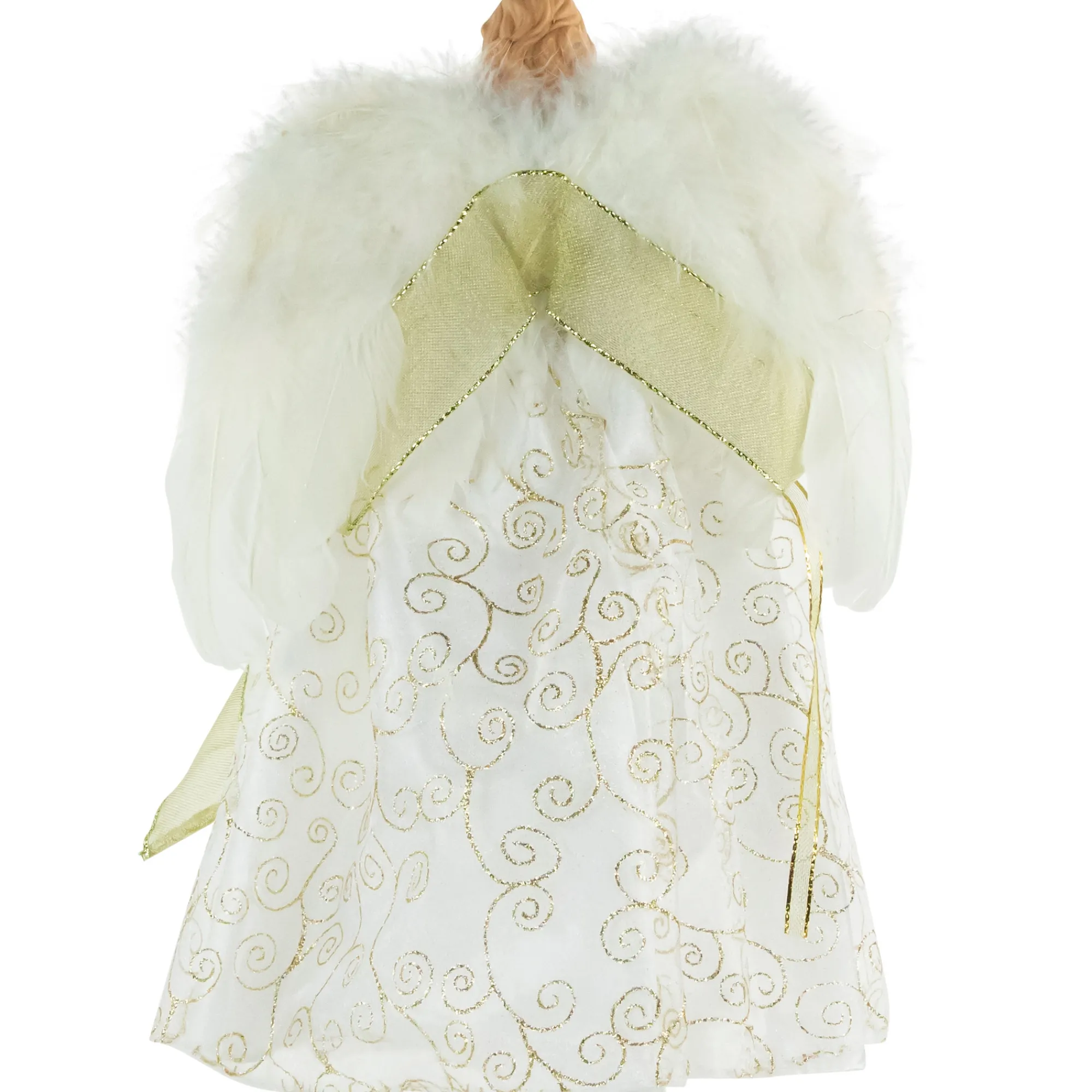 Northlight Angels-14" Lighted White And Gold Angel In A Dress Christmas Tree Topper - Warm White Lights