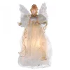 KSA Stars-16.25" Lighted White And Gold Angel Design Christmas Tree Topper, Warm White Lights