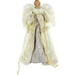 Northlight Angels-18" Lighted White And Gold Angel In A Dress Christmas Tree Topper - Warm White Lights
