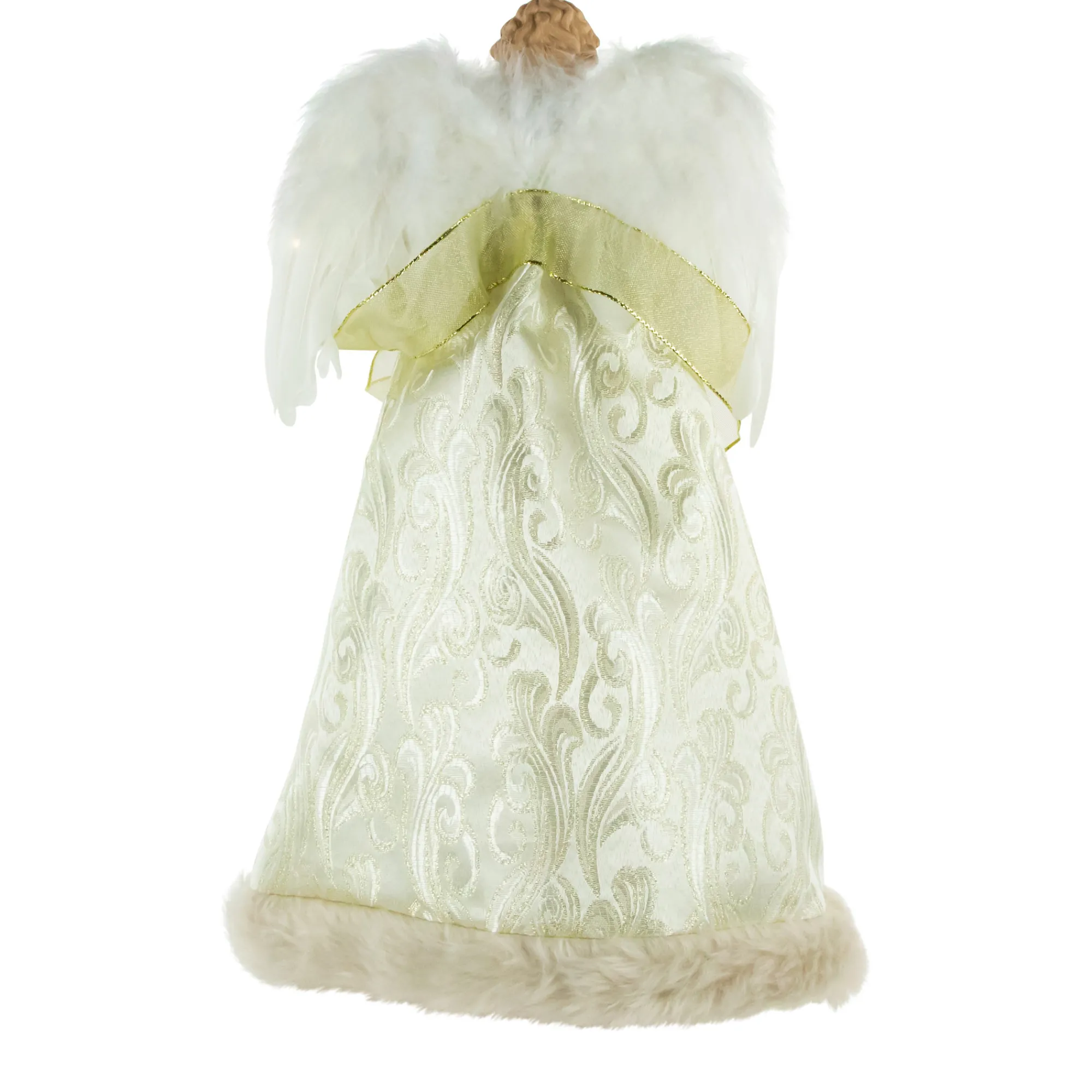 Northlight Angels-18" Lighted White And Gold Angel In A Dress Christmas Tree Topper - Warm White Lights