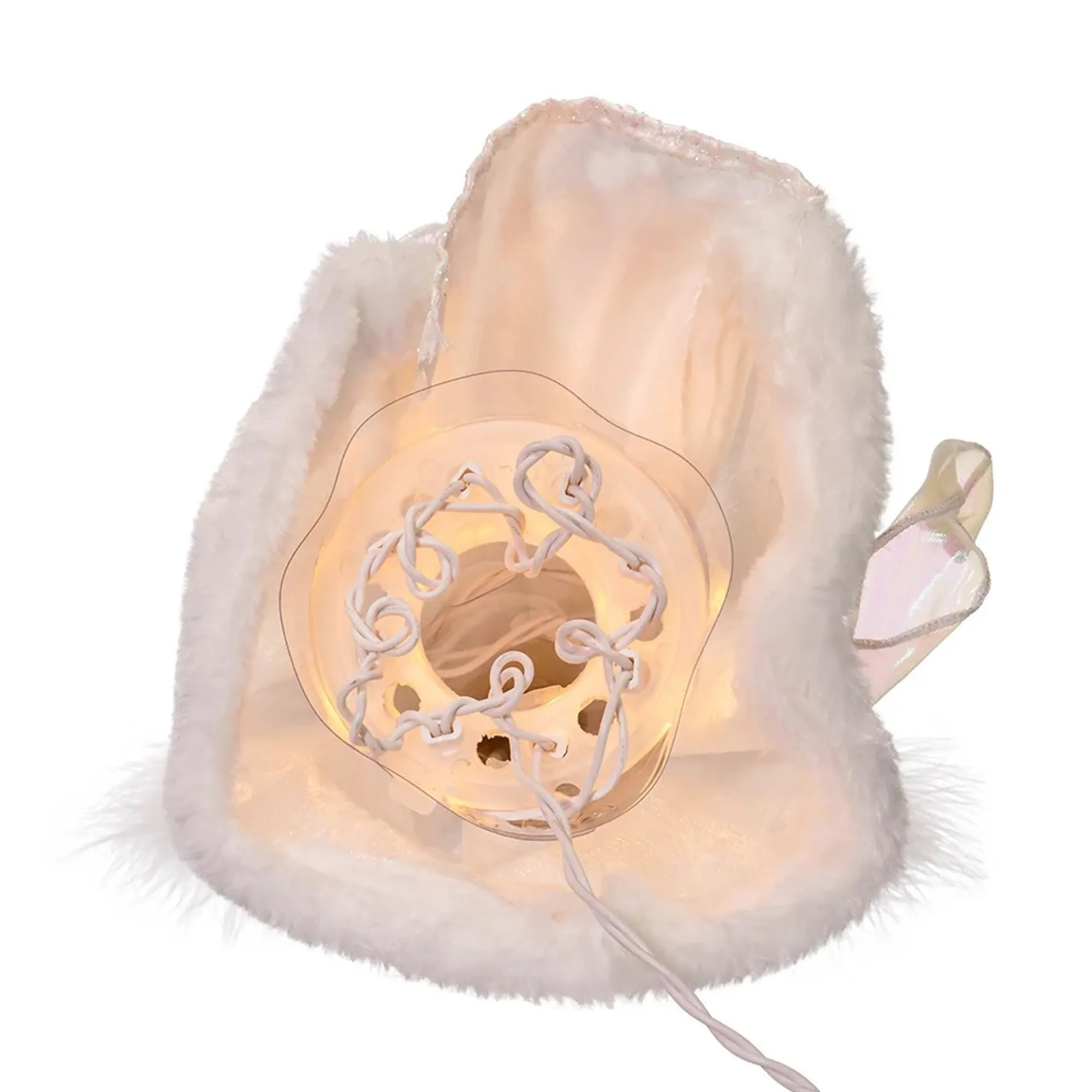 KSA Angels-10.5" Lighted White Angel Christmas Tree Topper, Clear Lights