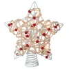 Kurt Adler Stars-12 Lighted White Birch Berry Star Christmas Tree Topper - Clear Lights