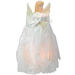 Kurt Adler Angels-10" Lighted White Floral Angel Christmas Tree Topper - Clear Lights