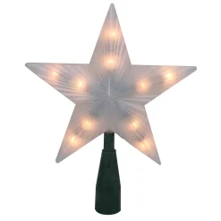 Northlight Stars-7" Lighted White Frosted 5-Point Star Christmas Tree Topper - Clear Lights