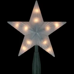 Northlight Stars-7" Lighted White Frosted 5-Point Star Christmas Tree Topper - Clear Lights