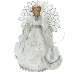 Northlight Angels-16" Lighted White Gown Angel Christmas Tree Topper - Clear Lights