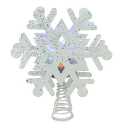 Northlight Stars-12" Lighted White Snowflake Christmas Tree Topper - Multicolor Lights