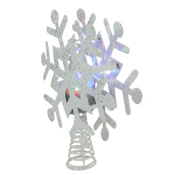 Northlight Stars-12" Lighted White Snowflake Christmas Tree Topper - Multicolor Lights