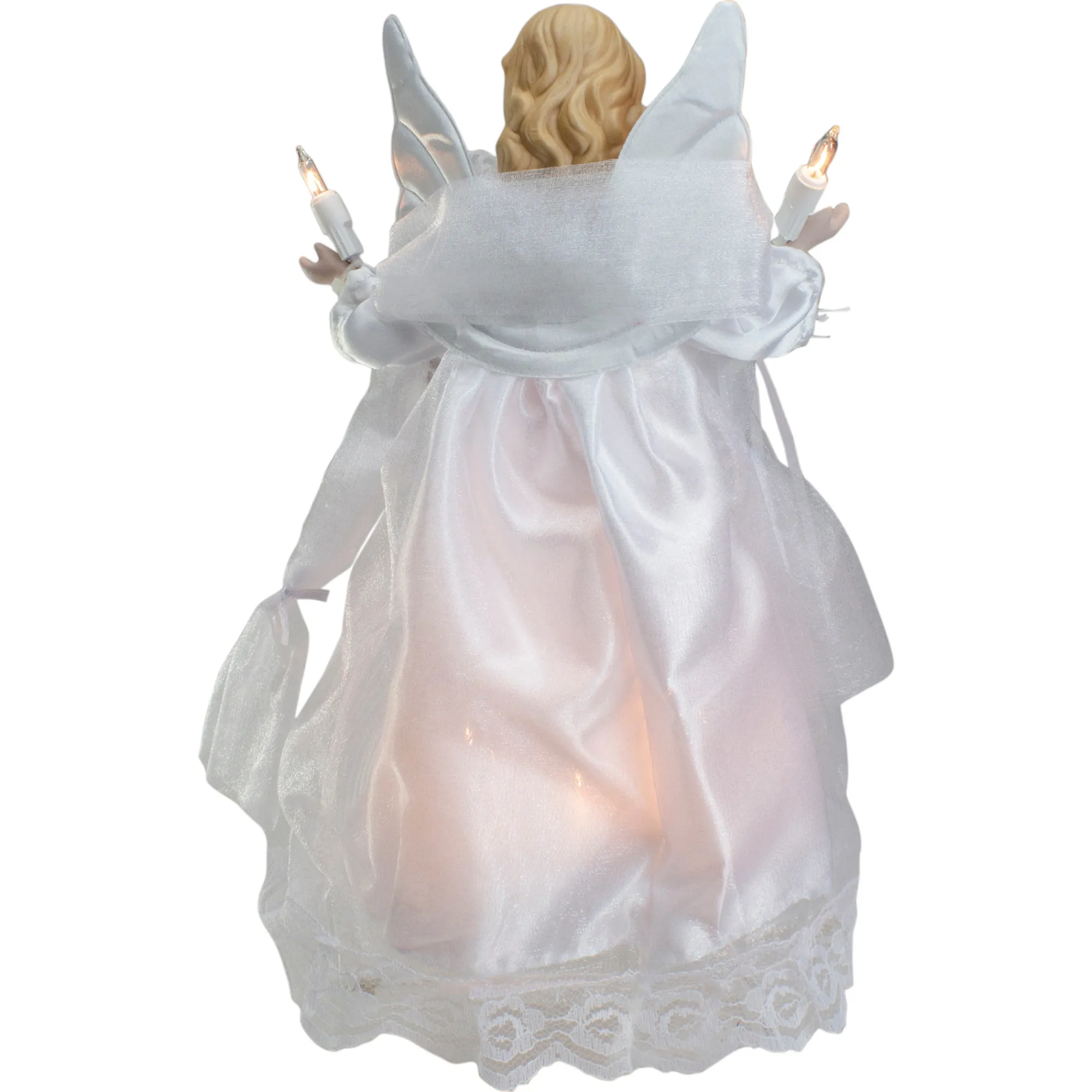 Northlight Angels-10" Lighted White Winged Angel Christmas Tree Topper - Clear Lights