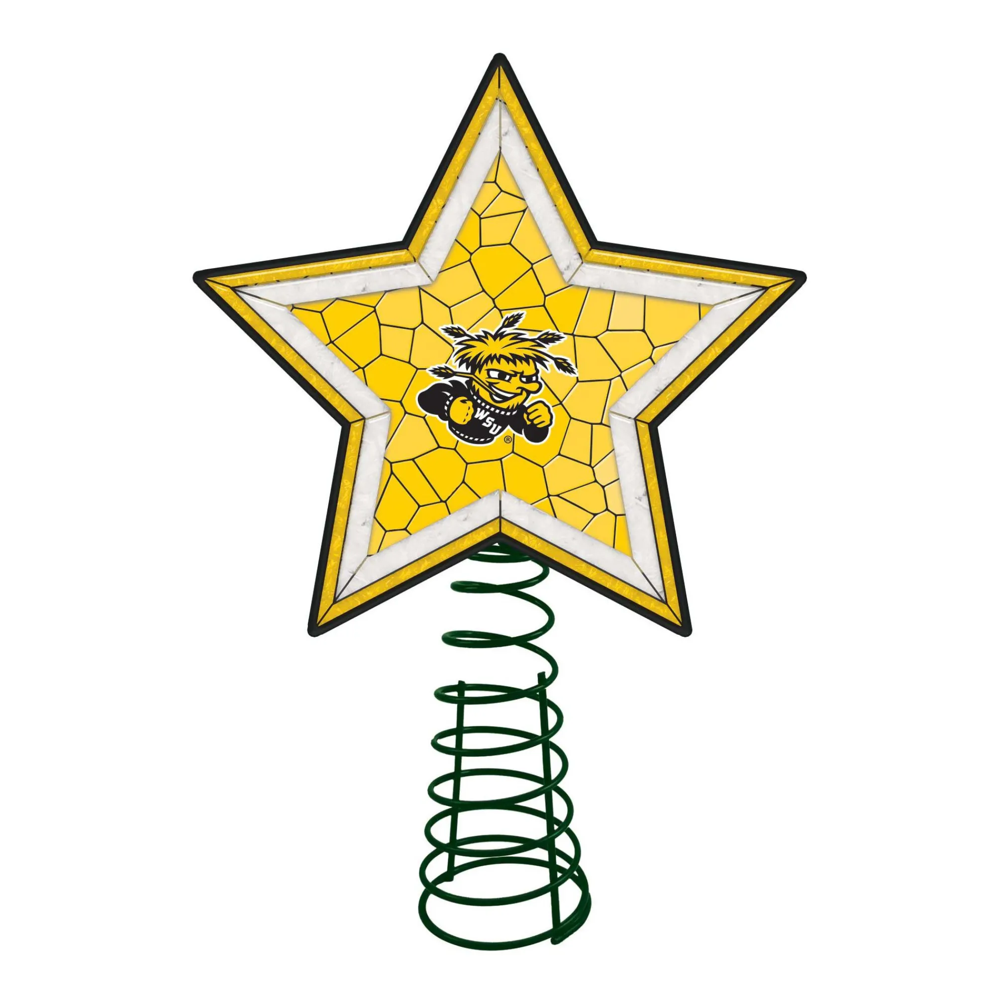 The Memory Company Stars-10" Lighted Yellow And Black Star Ncaa Wichita State Shockers Christmas Tree Topper